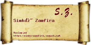 Simkó Zamfira névjegykártya
